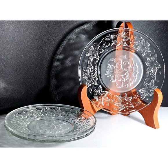 Princess House Fantasia Dessert Plate 6" set-3 bread dish crystal frosted center - Picture 1 of 4